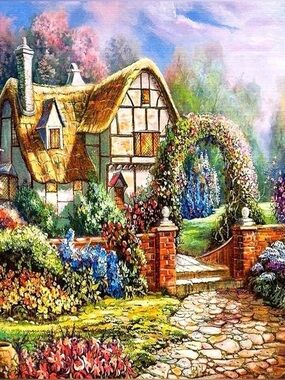 New English Countryside Cottage 12x12" 5D DIY Diamond Art Kit